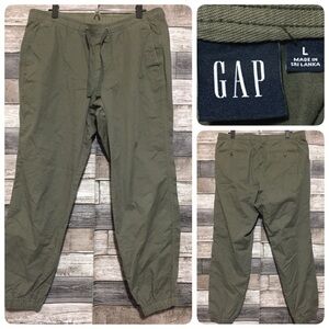 Gap Chino Jogger Pants Men’s L Green (Inseam 28.5) Tapered Drawstring